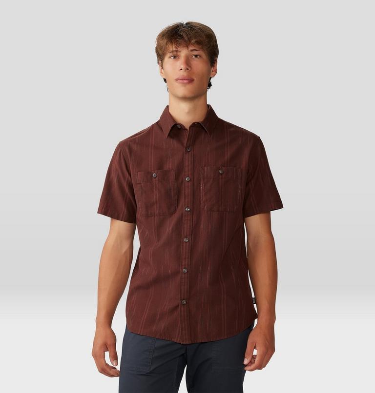 Men's Grove Hide Out Short Sleeve Shirt, Color: Woodsmoke Brown Ikat, image 1