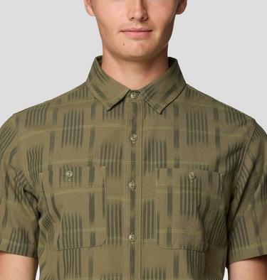 Men's Grove Hide Out Short Sleeve Shirt, Color: Mission Olive Ikat Jacquard, image 4
