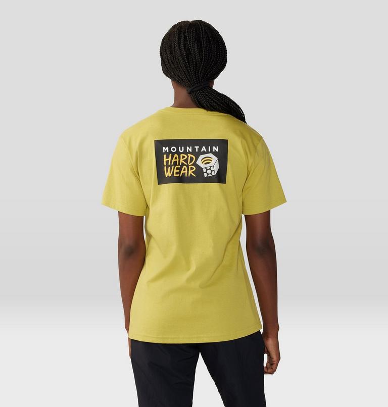 Women's MHW Logo in a Box Short Sleeve, Color: Bright Olive, image 2