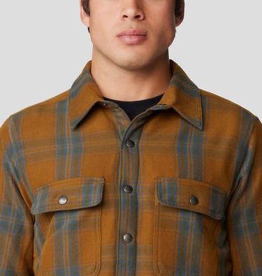 Men's Outpost Long Sleeve Lined Shirt, Color: Golden Brown Highball Plaid, image 4