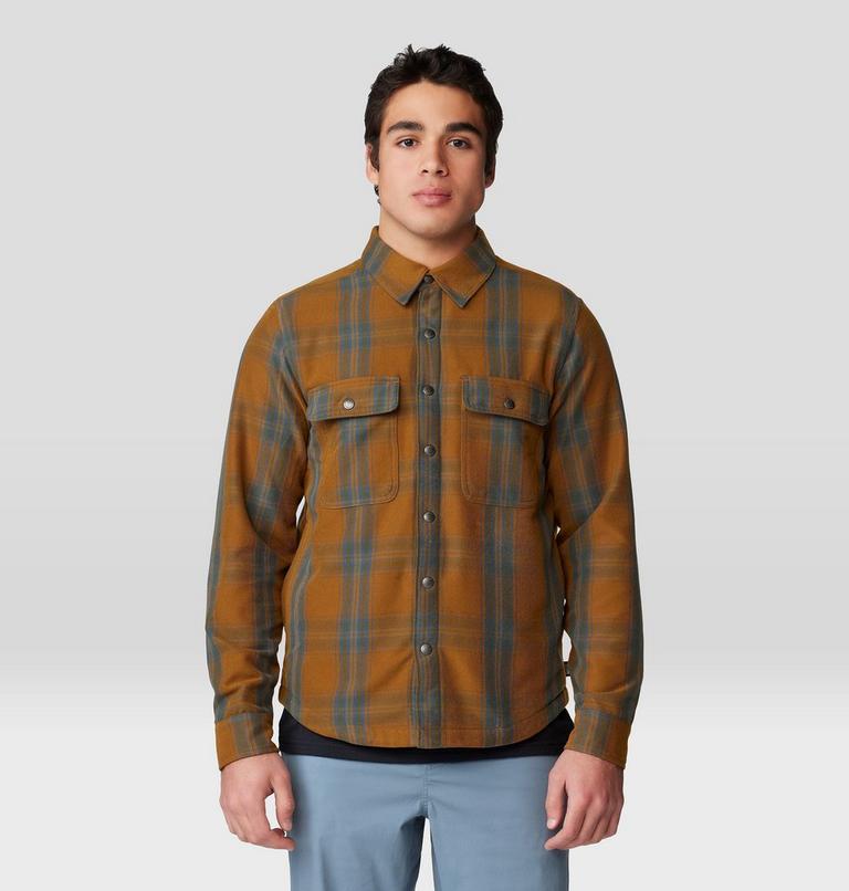 Men's Outpost Long Sleeve Lined Shirt, Color: Golden Brown Highball Plaid, image 6