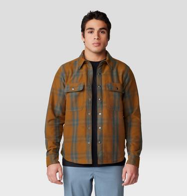 Men's Outpost Long Sleeve Lined Shirt, Color: Golden Brown Highball Plaid, image 1