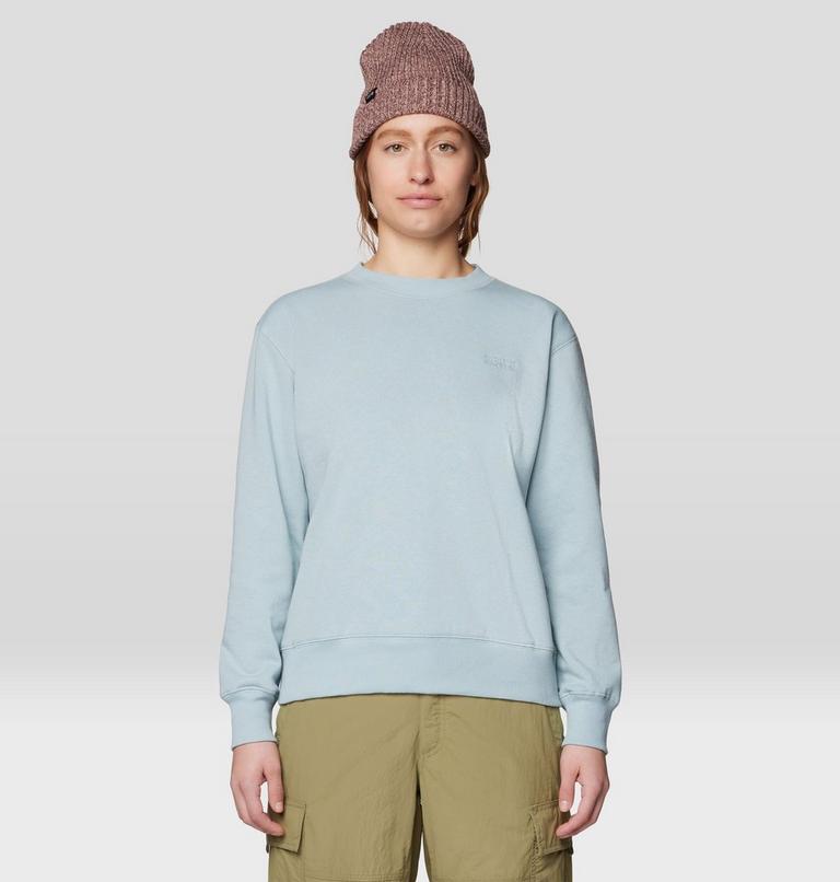 Women's MHW Logo Pullover Crew, Color: Ice Shadow, image 1