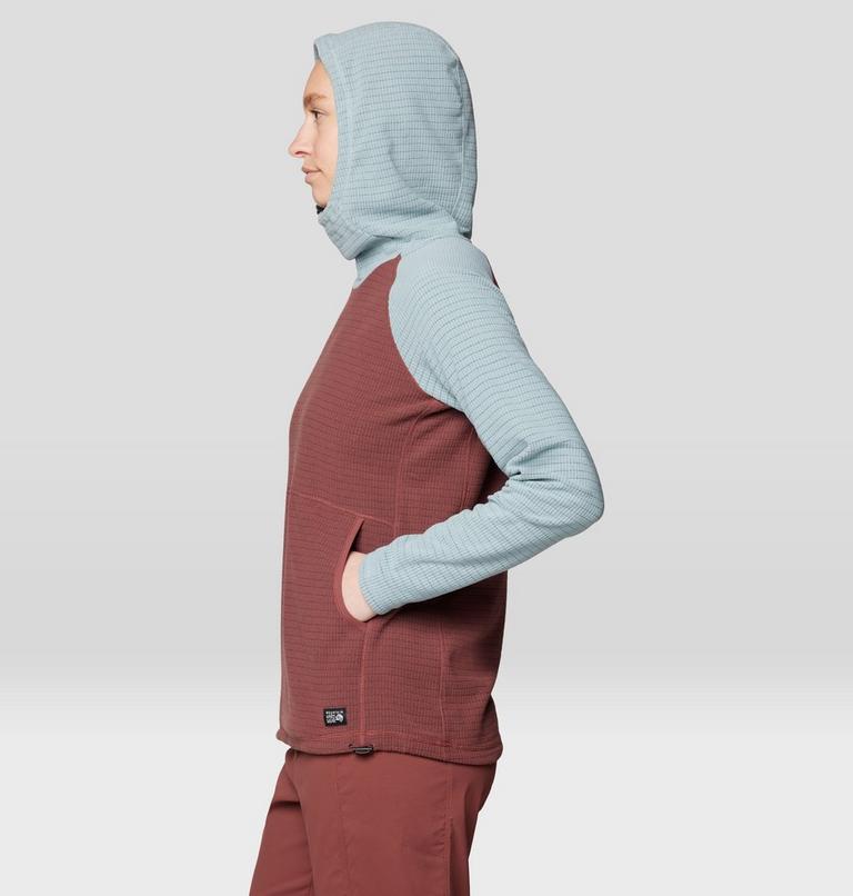 Women's Summit Grid Tunic Hoody, Color: Bourbon Brown, Ice Shadow, image 3