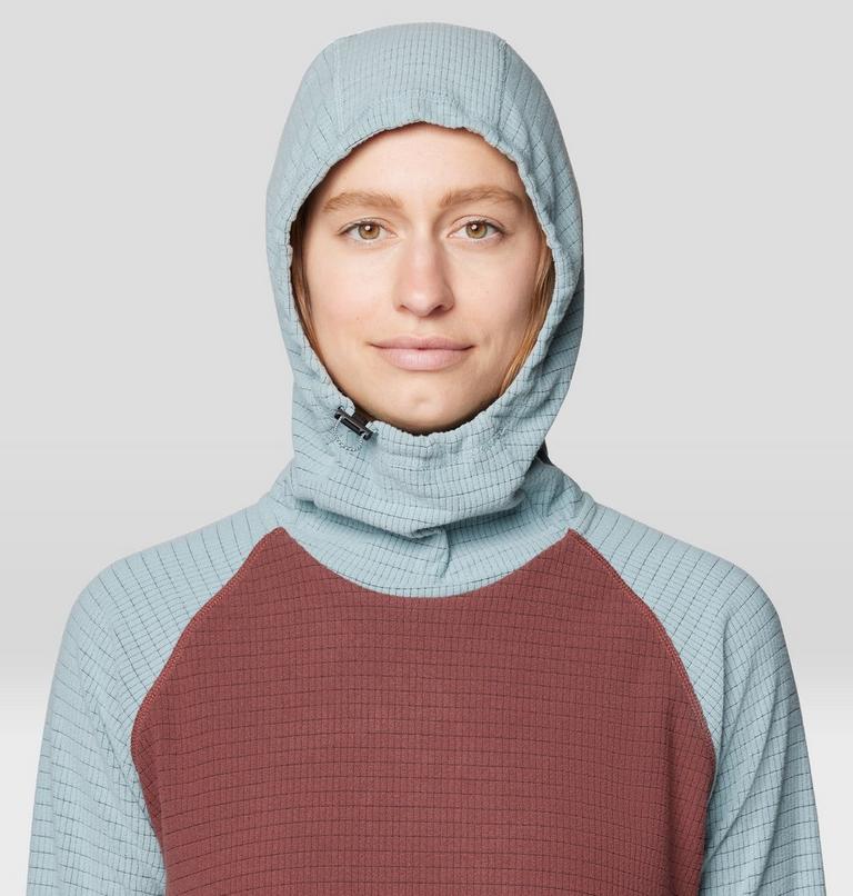 Women's Summit Grid Tunic Hoody, Color: Bourbon Brown, Ice Shadow, image 4