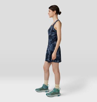 Women's Mountain Stretch Dress, Color: Blue Slate Spore Dye Print, image 7