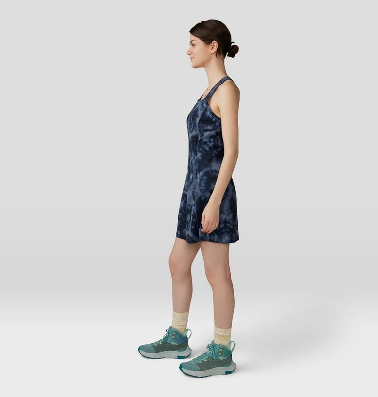 Women's Mountain Stretch Dress, Color: Blue Slate Spore Dye Print, image 3