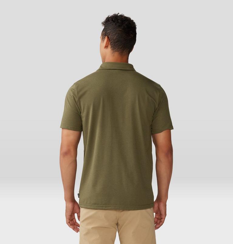 Men's Low Exposure Polo, Color: Combat Green EOE Stripe, image 2
