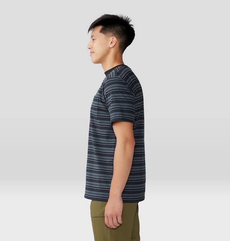 Men's Low Exposure Short Sleeve, Color: Black Crag Stripe, image 3