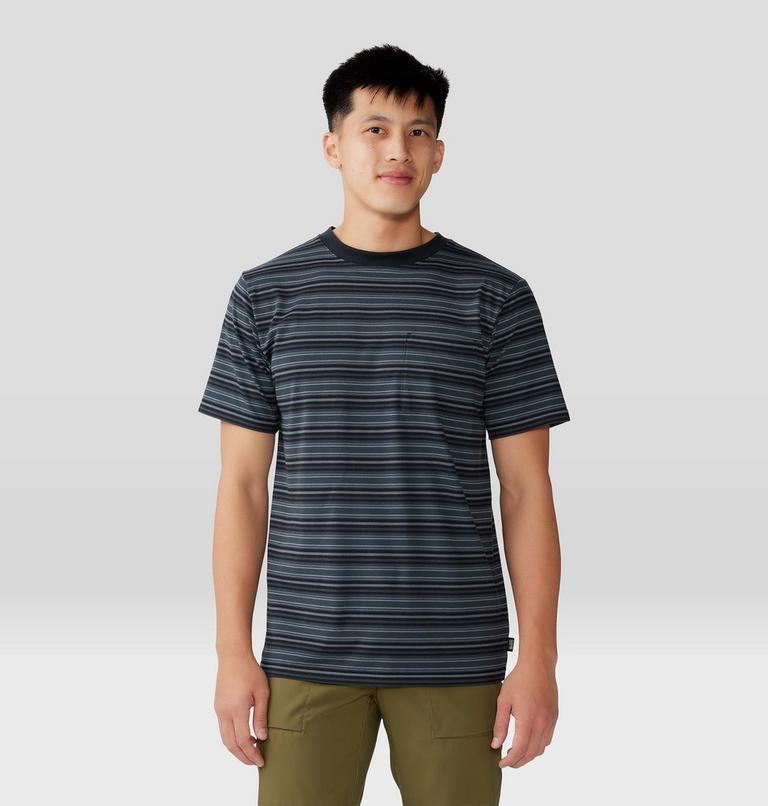 Men's Low Exposure Short Sleeve, Color: Black Crag Stripe, image 1