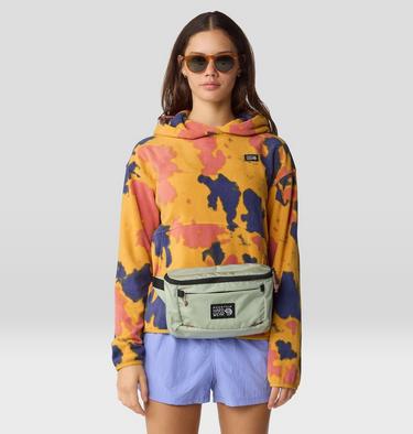 Women's Microchill Hoody, Color: Sundown Gold Blissed Dye Print, image 6