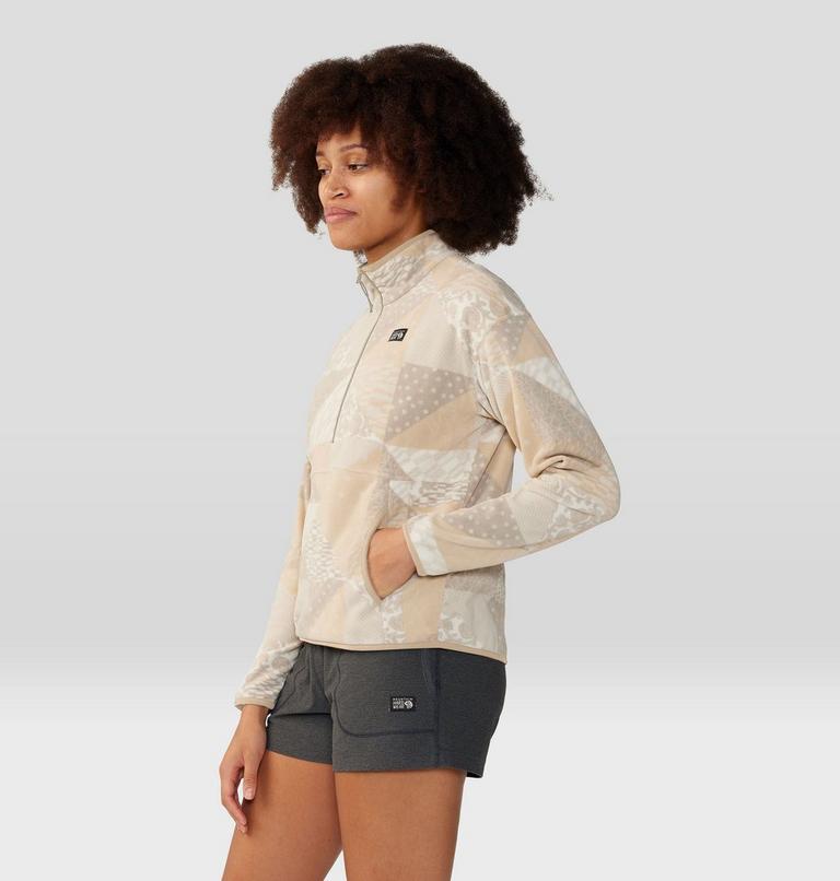 Women's Microchill Pullover, Color: Oyster Shell Quilt Print, image 3