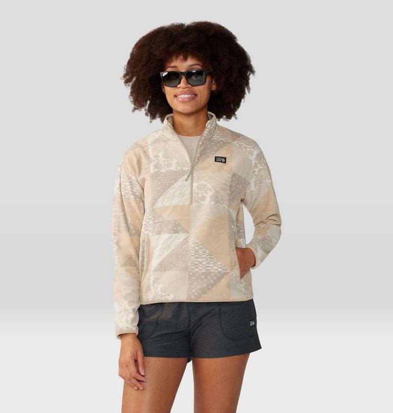 Women's Microchill Pullover, Color: Oyster Shell Quilt Print, image 5