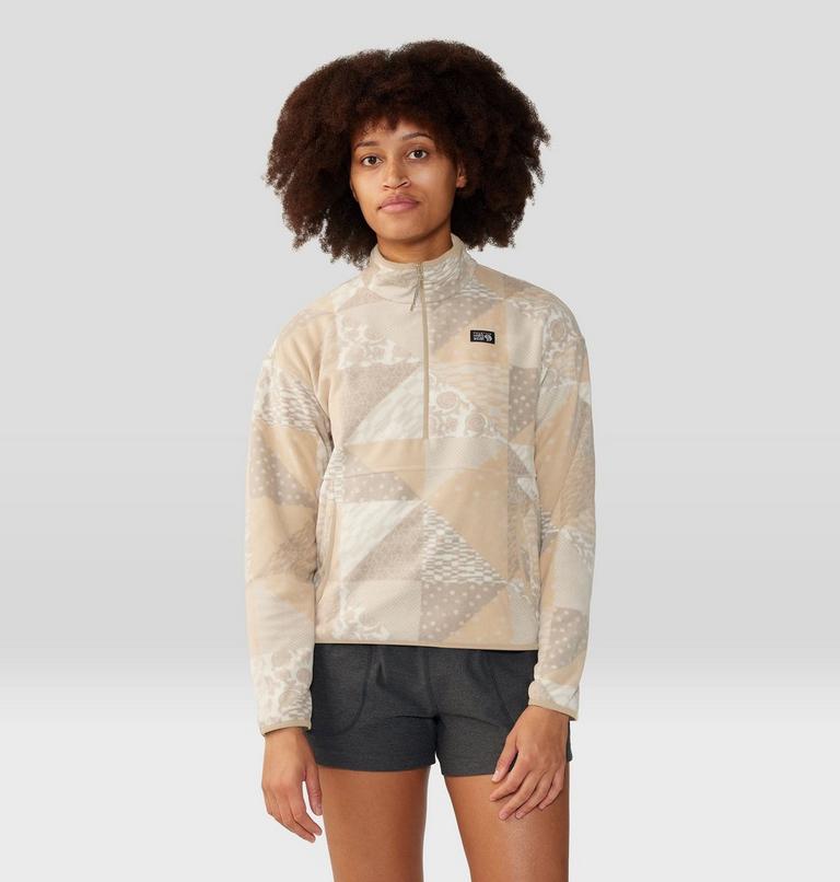 Women's Microchill Pullover, Color: Oyster Shell Quilt Print, image 1
