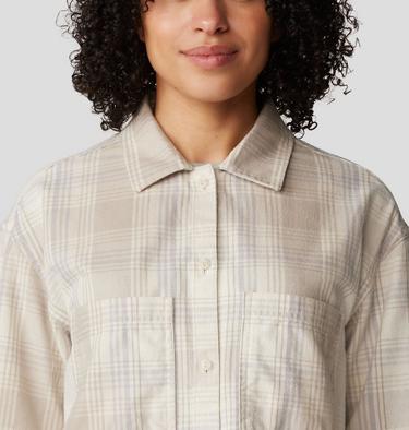 Women's Dolores Flannel Long Sleeve Shirt, Color: Wild Oyster Starlights Plaid, image 4