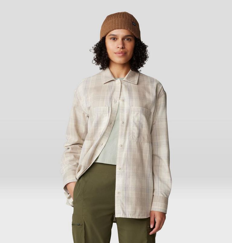 Women's Dolores Flannel Long Sleeve Shirt, Color: Wild Oyster Starlights Plaid, image 5