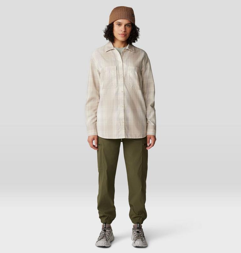 Women's Dolores Flannel Long Sleeve Shirt, Color: Wild Oyster Starlights Plaid, image 6