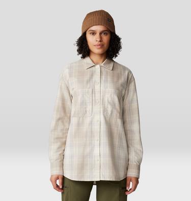 Women's Dolores Flannel Long Sleeve Shirt, Color: Wild Oyster Starlights Plaid, image 1