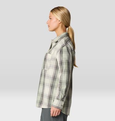Women's Dolores Flannel Long Sleeve Shirt, Color: White Sage Starlights Plaid, image 11