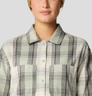 Women's Dolores Flannel Long Sleeve Shirt, Color: White Sage Starlights Plaid, image 12