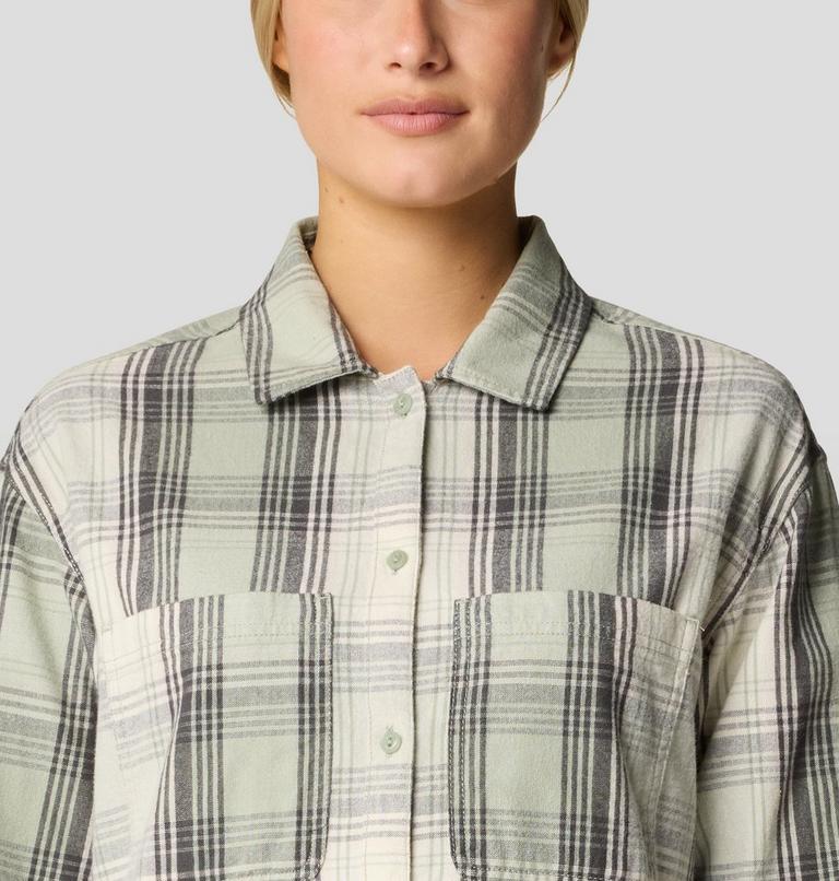 Women's Dolores Flannel Long Sleeve Shirt, Color: White Sage Starlights Plaid, image 4