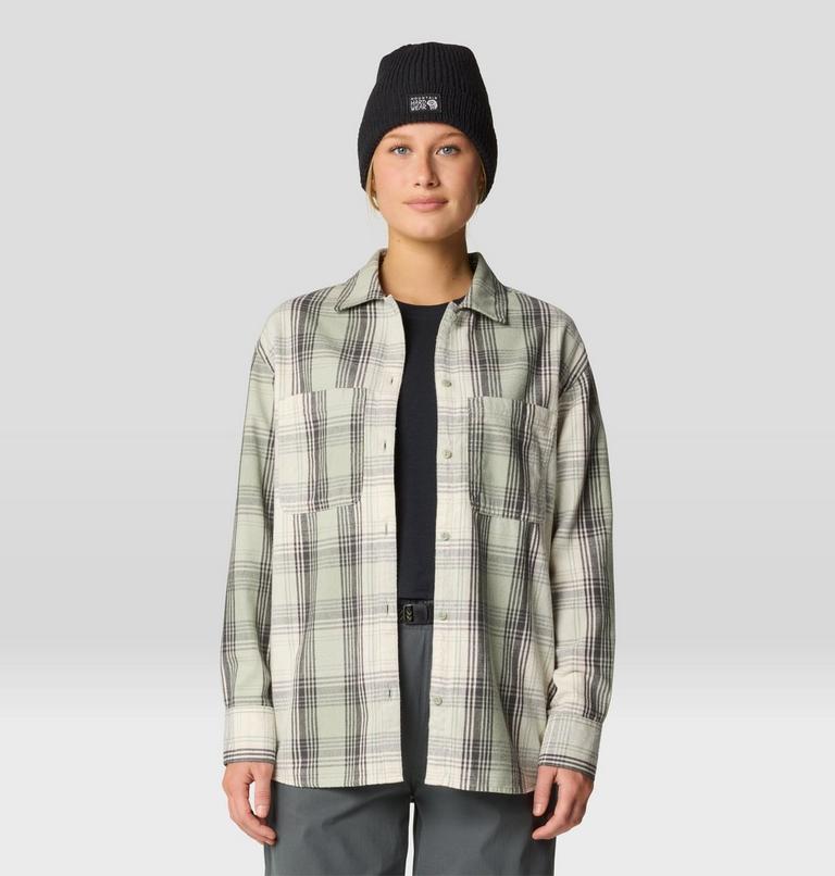 Women's Dolores Flannel Long Sleeve Shirt, Color: White Sage Starlights Plaid, image 5