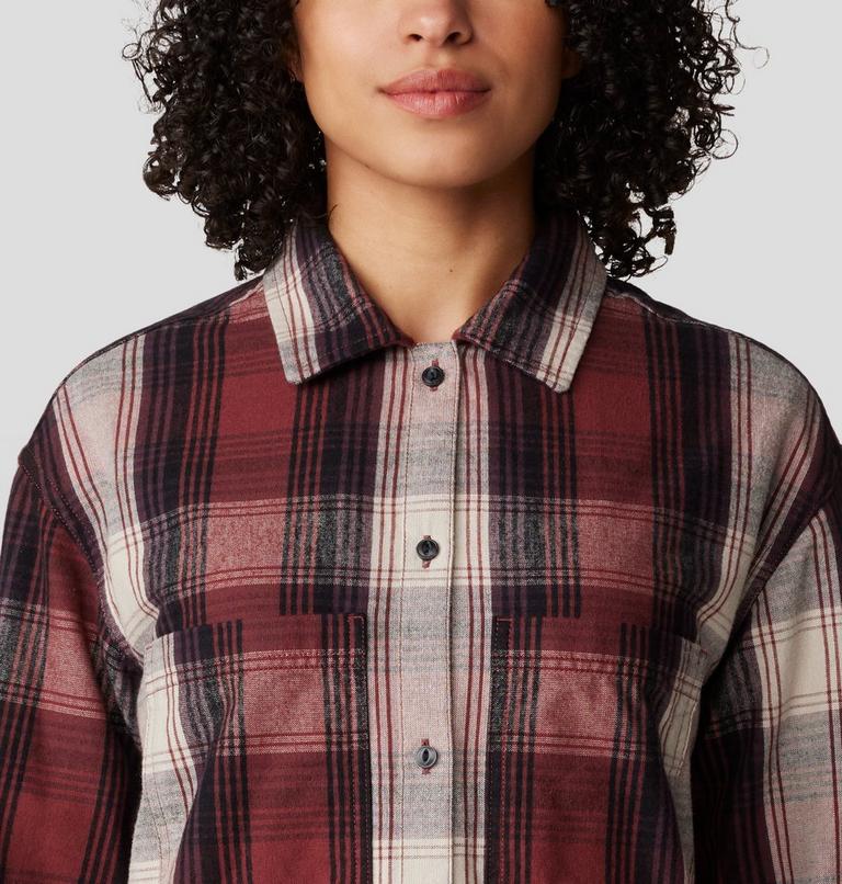 Women's Dolores Flannel Long Sleeve Shirt, Color: Pluot Starlights Plaid, image 4
