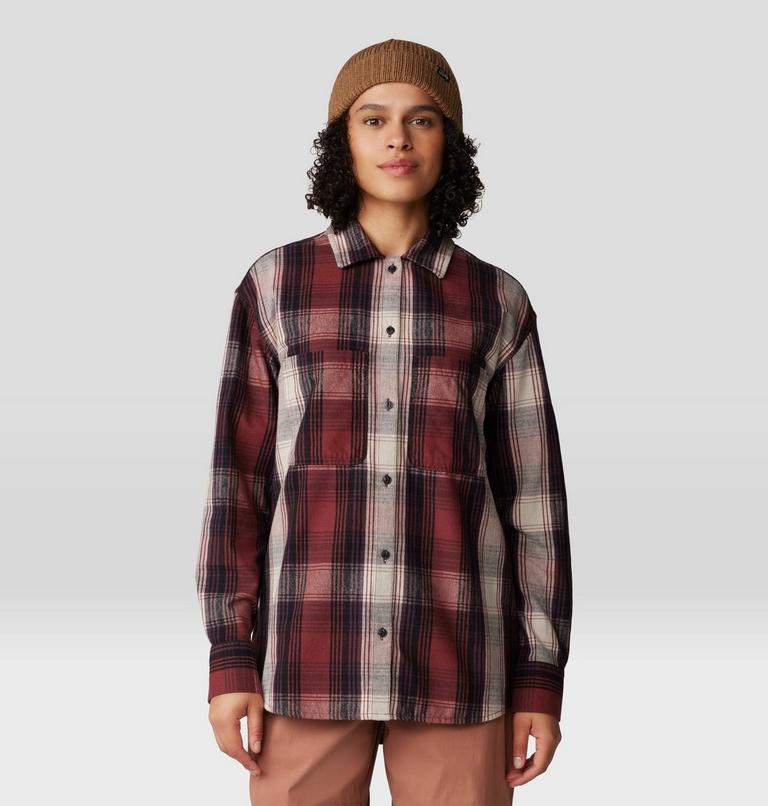 Women's Dolores Flannel Long Sleeve Shirt, Color: Pluot Starlights Plaid, image 5