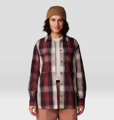 Women's Dolores Flannel Long Sleeve Shirt, Color: Pluot Starlights Plaid, image 1