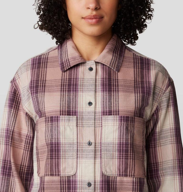 Women's Dolores Flannel Long Sleeve Shirt, Color: Smoky Quartz Starlights Plaid, image 4