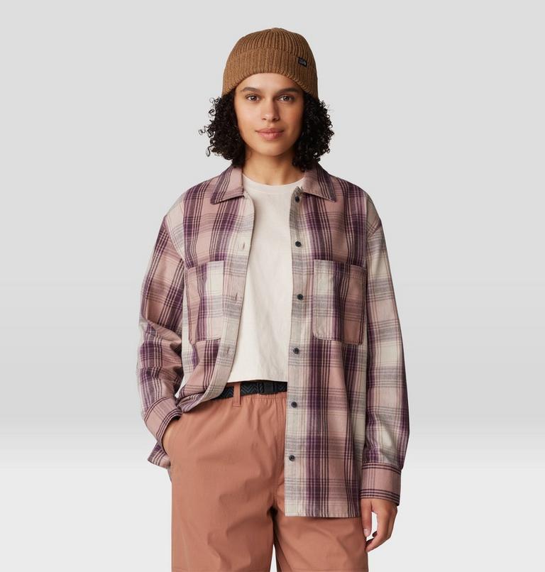 Women's Dolores Flannel Long Sleeve Shirt, Color: Smoky Quartz Starlights Plaid, image 5