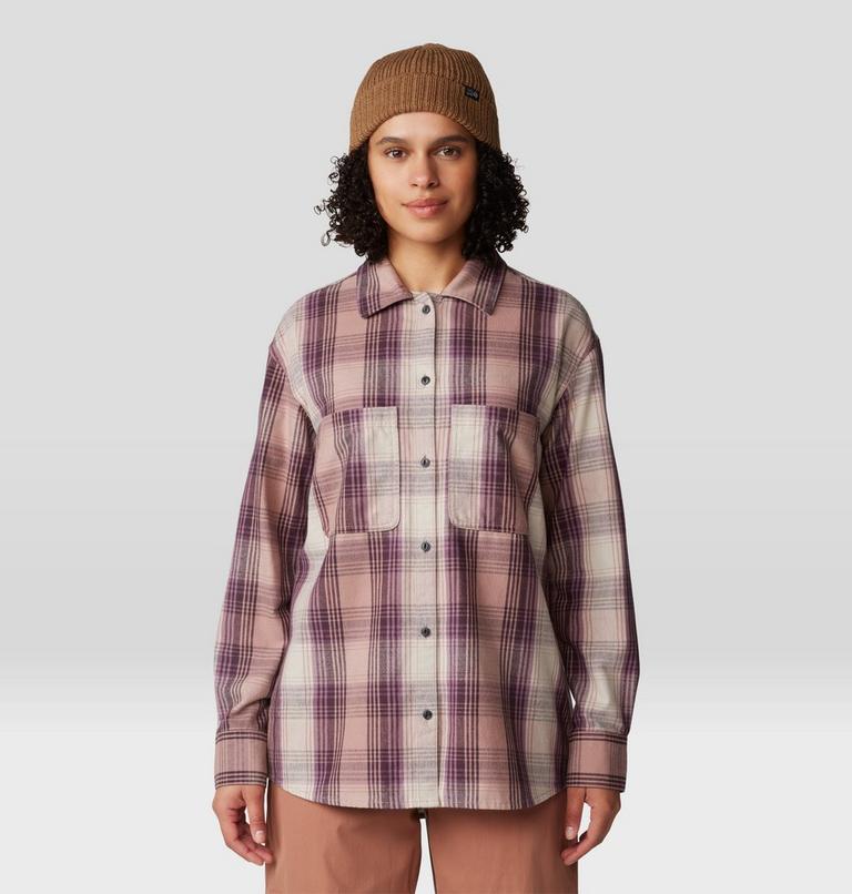 Women's Dolores Flannel Long Sleeve Shirt, Color: Smoky Quartz Starlights Plaid, image 1