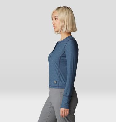 Women's Chillaction Henley, Color: Adriatic Blue Heather, image 3