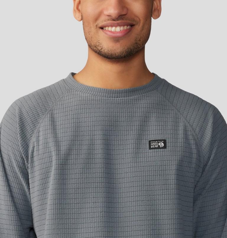 Men's Summit Grid Long Sleeve Crew, Color: Foil Grey, image 4