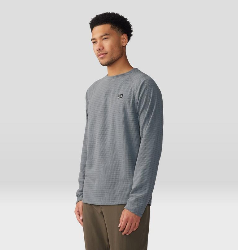Men's Summit Grid Long Sleeve Crew, Color: Foil Grey, image 5
