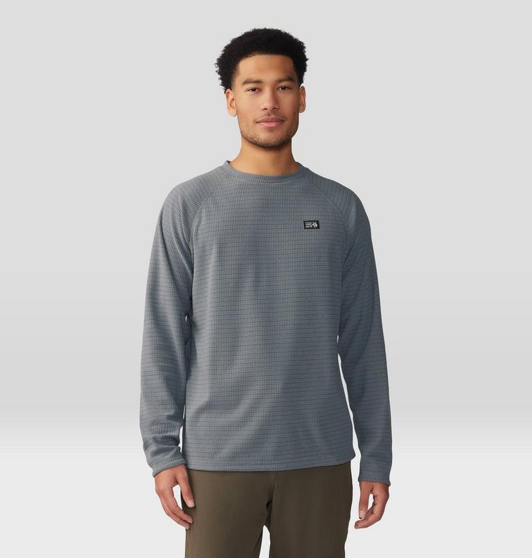 Men's Summit Grid Long Sleeve Crew, Color: Foil Grey, image 1