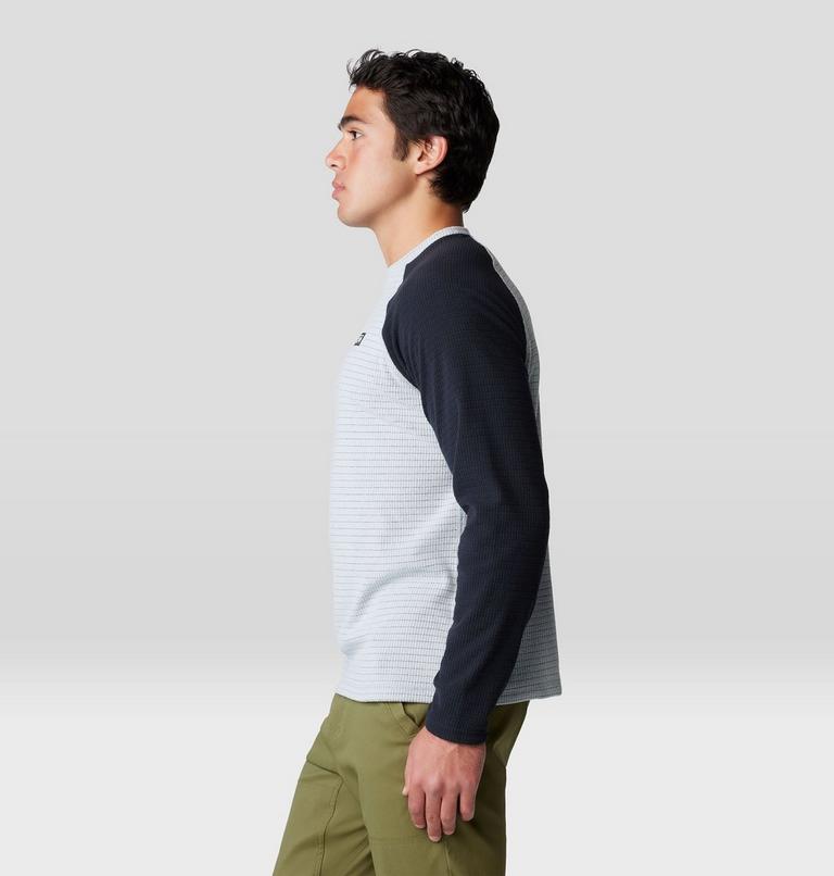 Men's Summit Grid Long Sleeve Crew, Color: Glacial, Black, image 3