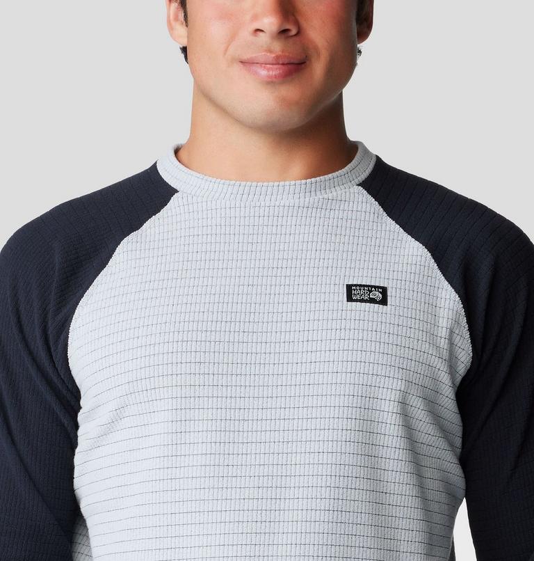 Men's Summit Grid Long Sleeve Crew, Color: Glacial, Black, image 4