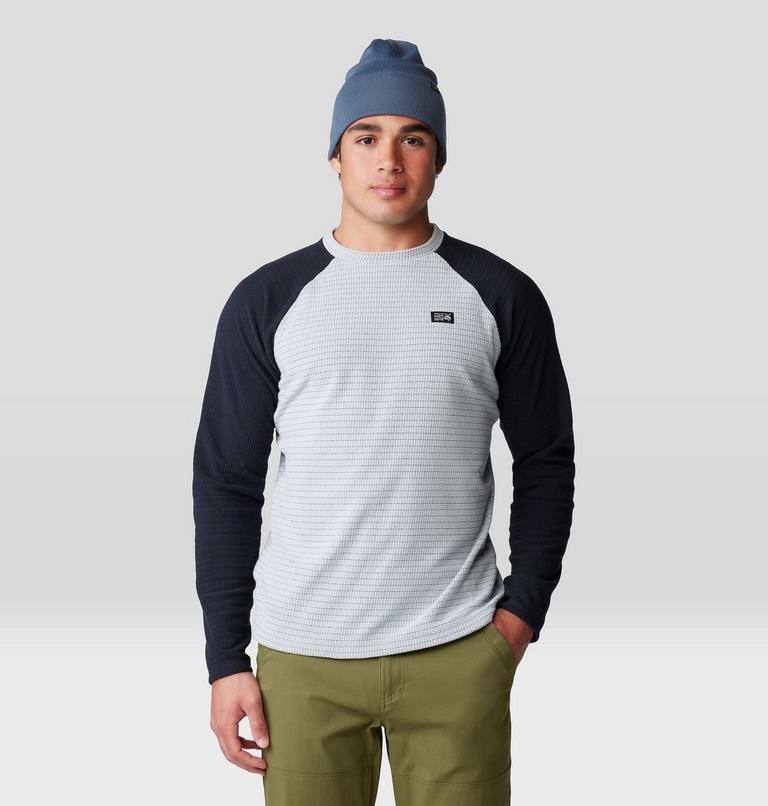 Men's Summit Grid Long Sleeve Crew, Color: Glacial, Black, image 5