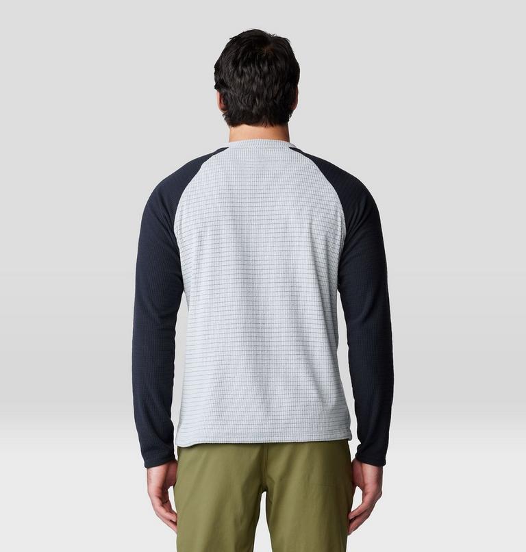 Men's Summit Grid Long Sleeve Crew, Color: Glacial, Black, image 2