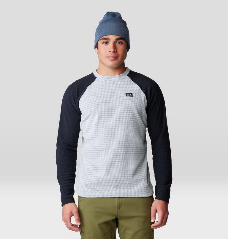 Men's Summit Grid Long Sleeve Crew, Color: Glacial, Black, image 1