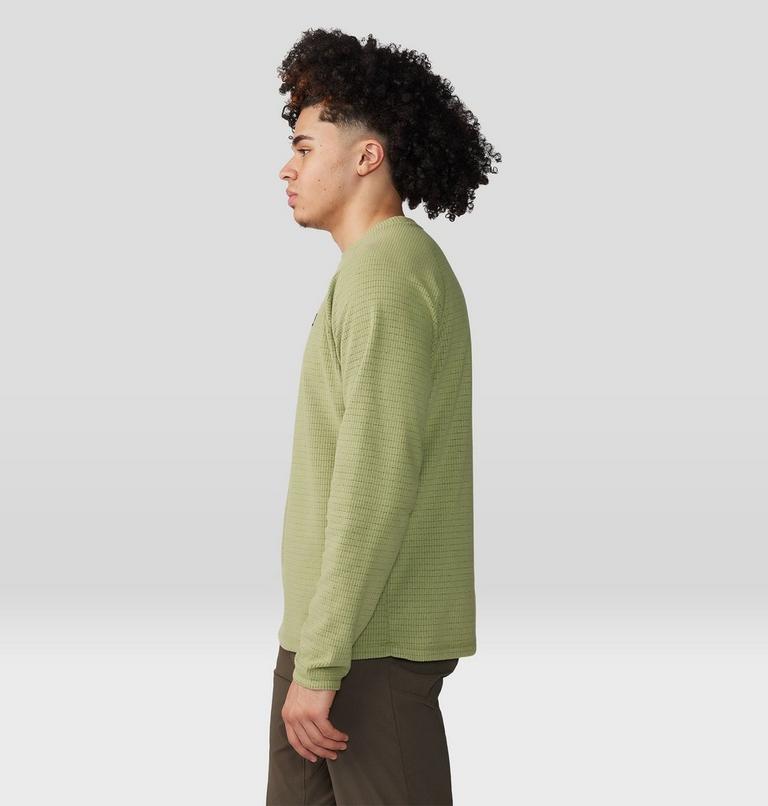 Men's Summit Grid Long Sleeve Crew, Color: Light Cactus, image 3