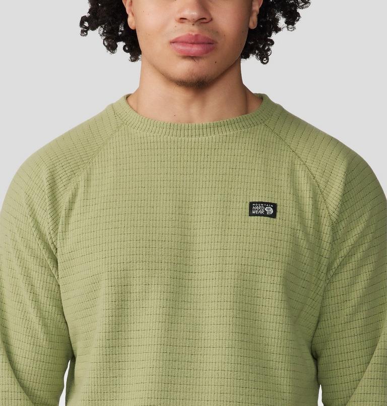 Men's Summit Grid Long Sleeve Crew, Color: Light Cactus, image 4