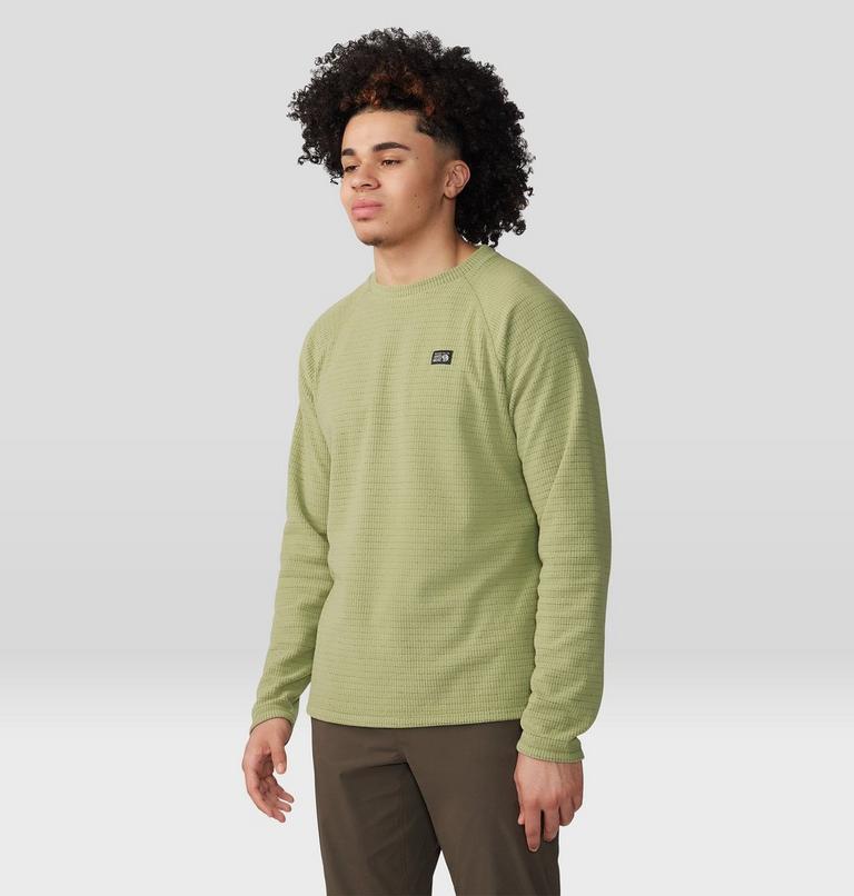 Men's Summit Grid Long Sleeve Crew, Color: Light Cactus, image 5