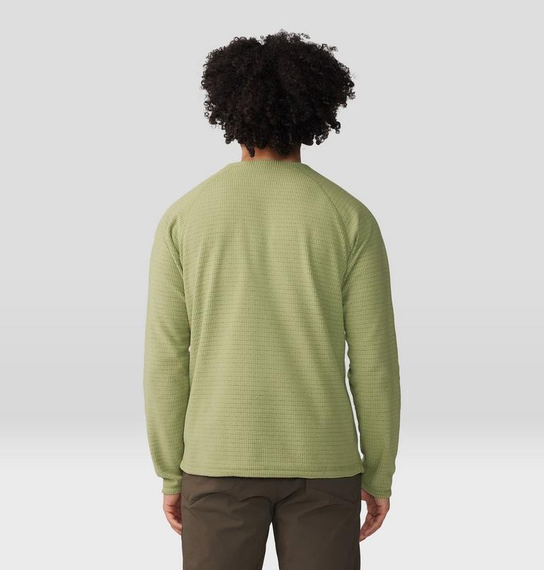Men's Summit Grid Long Sleeve Crew, Color: Light Cactus, image 2