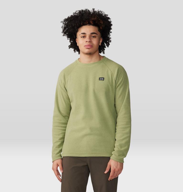 Men's Summit Grid Long Sleeve Crew, Color: Light Cactus, image 1