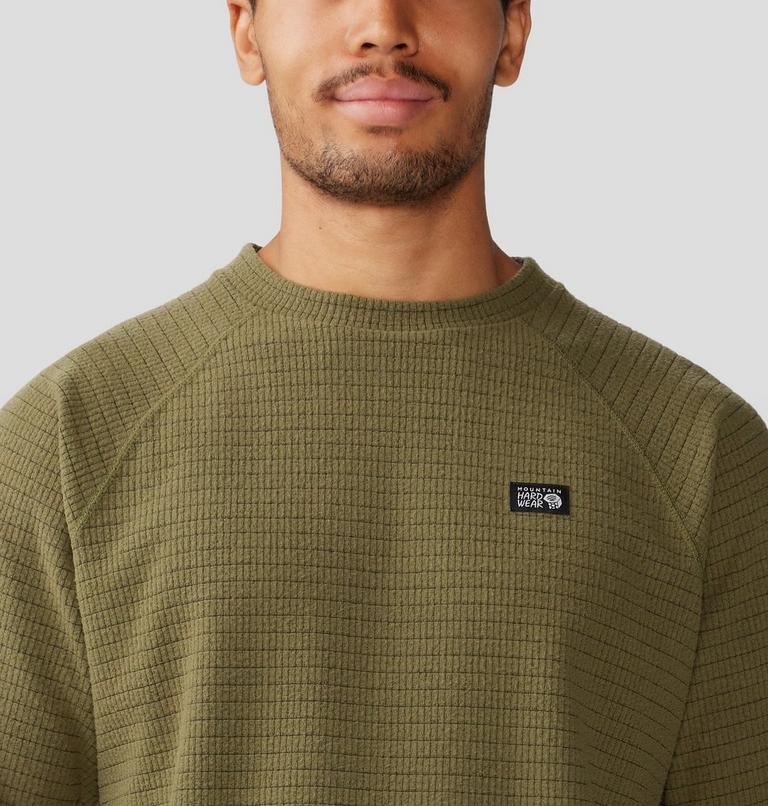 Men's Summit Grid Long Sleeve Crew, Color: Combat Green, image 4