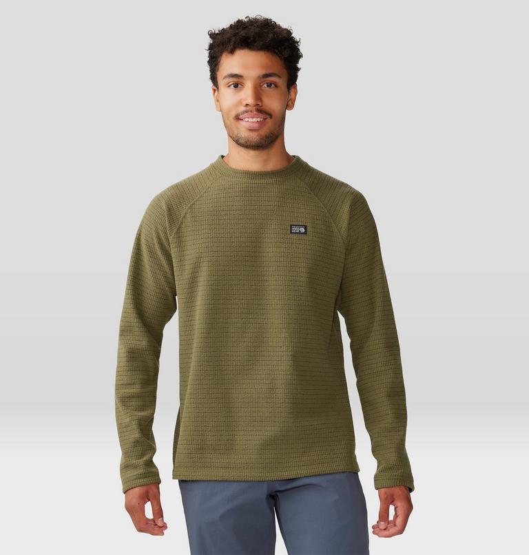 Men's Summit Grid Long Sleeve Crew, Color: Combat Green, image 5