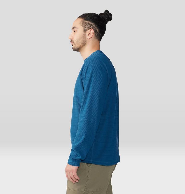 Men's Summit Grid Long Sleeve Crew, Color: Dark Caspian, image 3