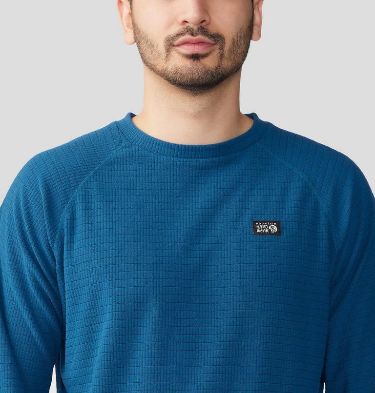 Men's Summit Grid Long Sleeve Crew, Color: Dark Caspian, image 4